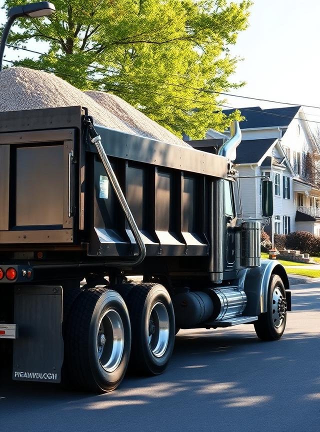 Dump truck delivering bulk materials in Kenner